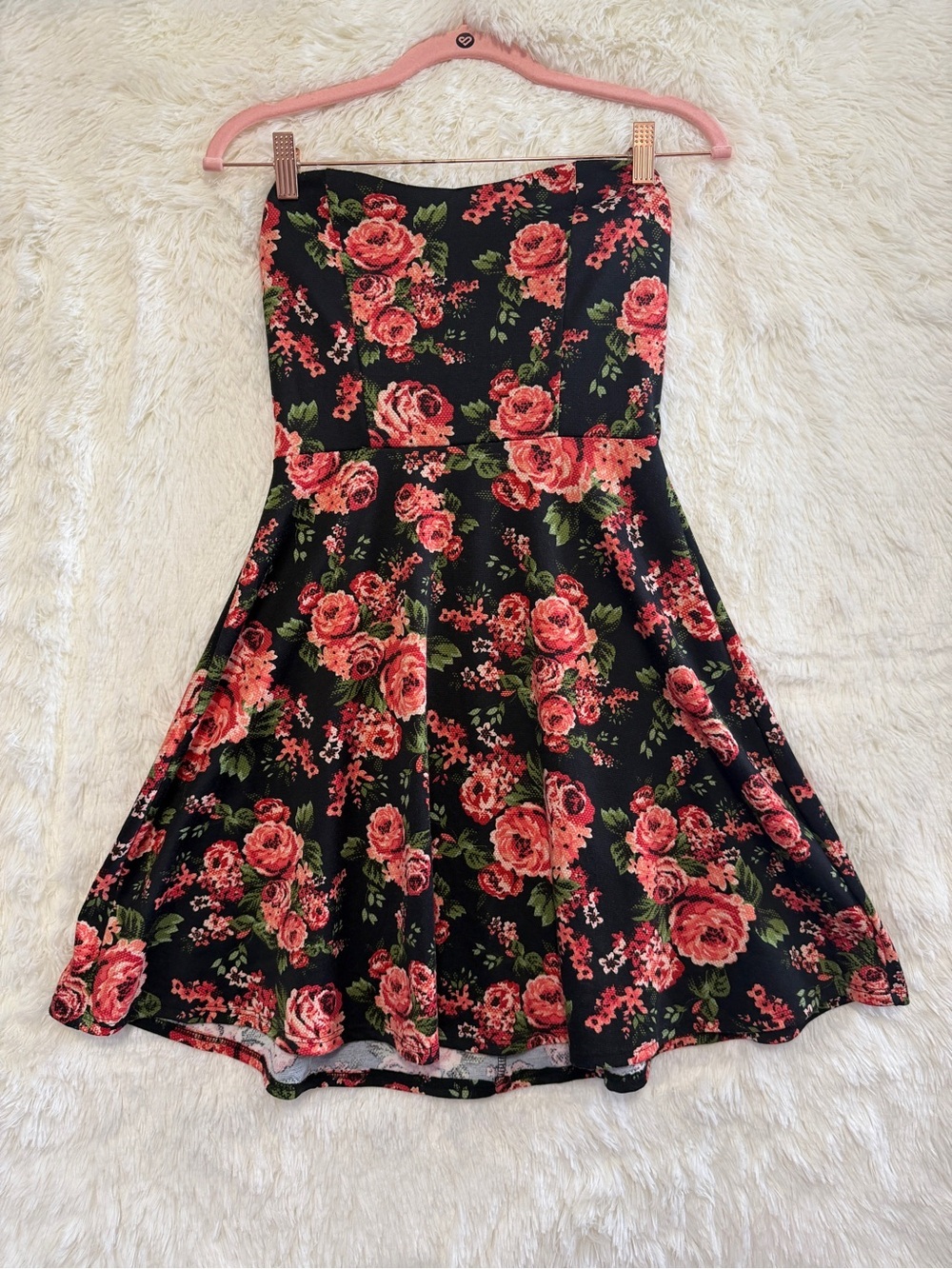 Eclipse Womens Forest Fairy Floral Strapless Midi Dress S Black Flowy Whimsigoth